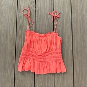 Take Me To Paradise Coral Ruffle Crop Top